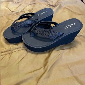 Aldo black platform sandals